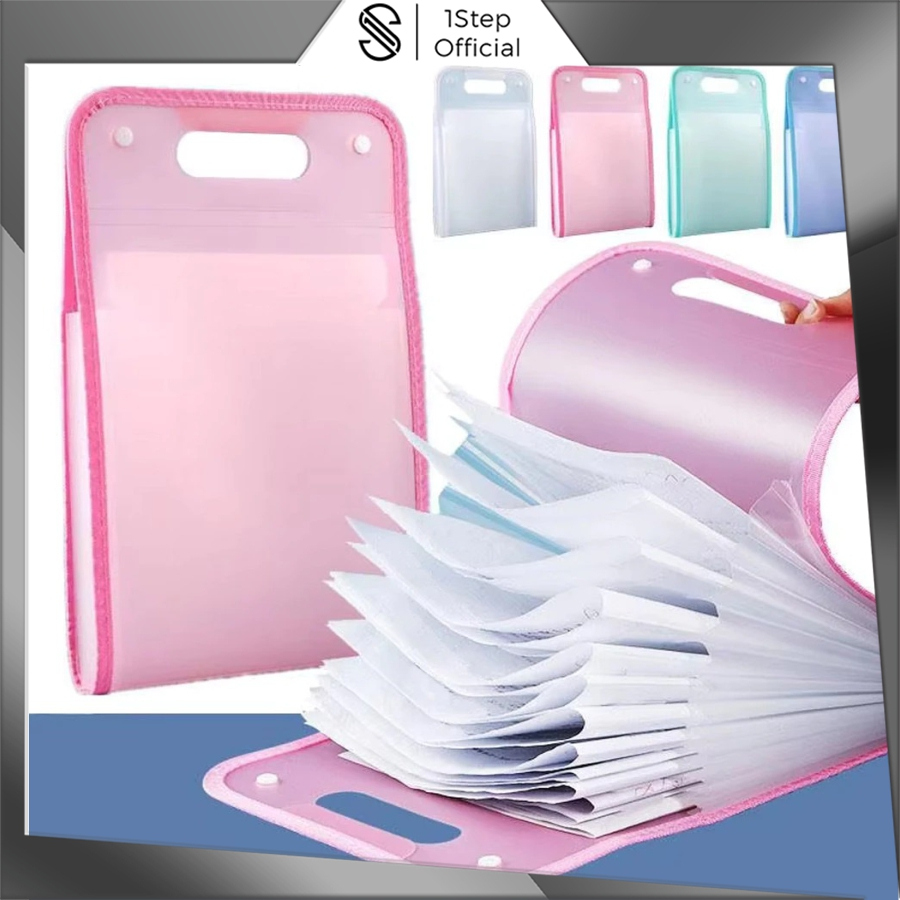 

1step Tas file Handle Warna Transparan Anti Air Multi Layer Folder Tas File 13 Sekat Map S150
