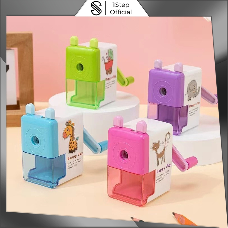 

1step Rautan Serutan Pensil Putar Gaya Kartun Sharpener Rautan Meja 4 Warna S149