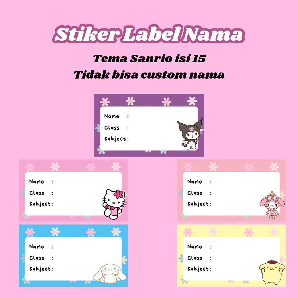 

♡ Stiker Label Nama Tema Sanrio Kuromi isi 15 ♡ MINIMAL BELANJA 10RB - TIDAK BISA CUSTOM NAMA
