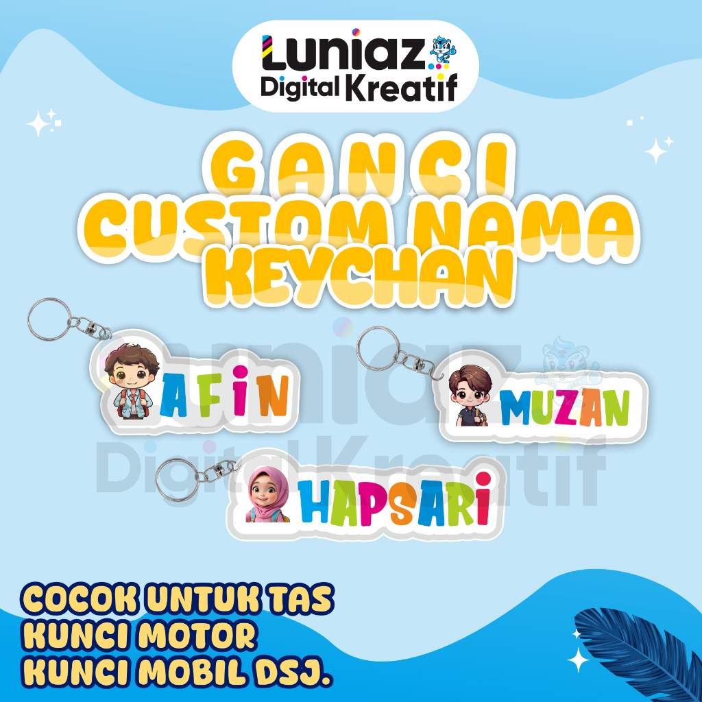 Gantungan Kunci Karakter Custom Nama anak lucu custom nama