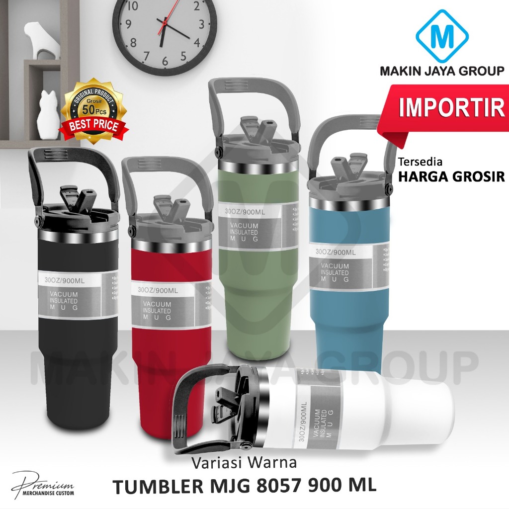 Mischa Vacuum Flask Stainless TUMBLER MJG8057 900ML - Coffee Cup Sport Thermos Mug Steel