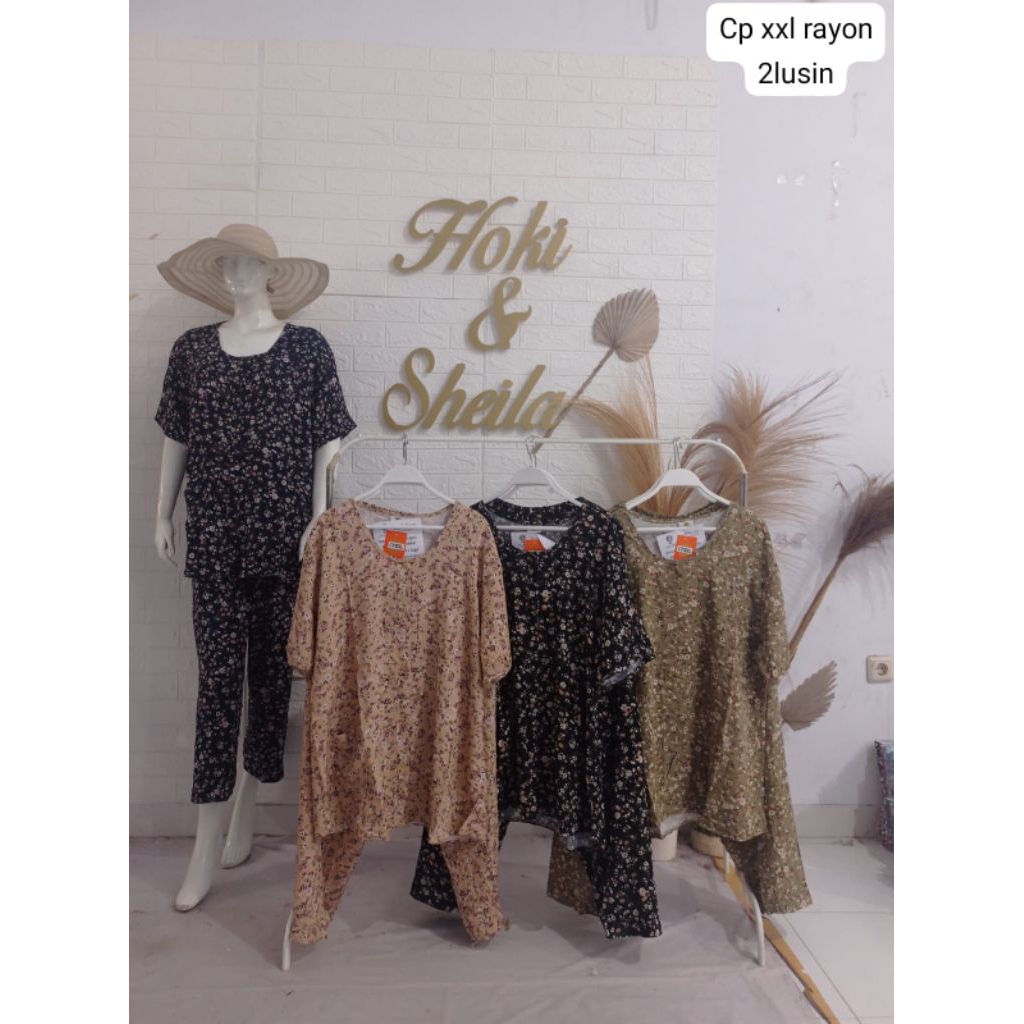 Piyama Jumbo hoki & sheila size XXL ld 120 bahan rayon premium