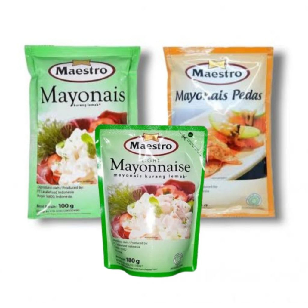 

Mayonnaise/Mayonais Maestro Pedas Dan Original 100gr, Pouch 180gr
