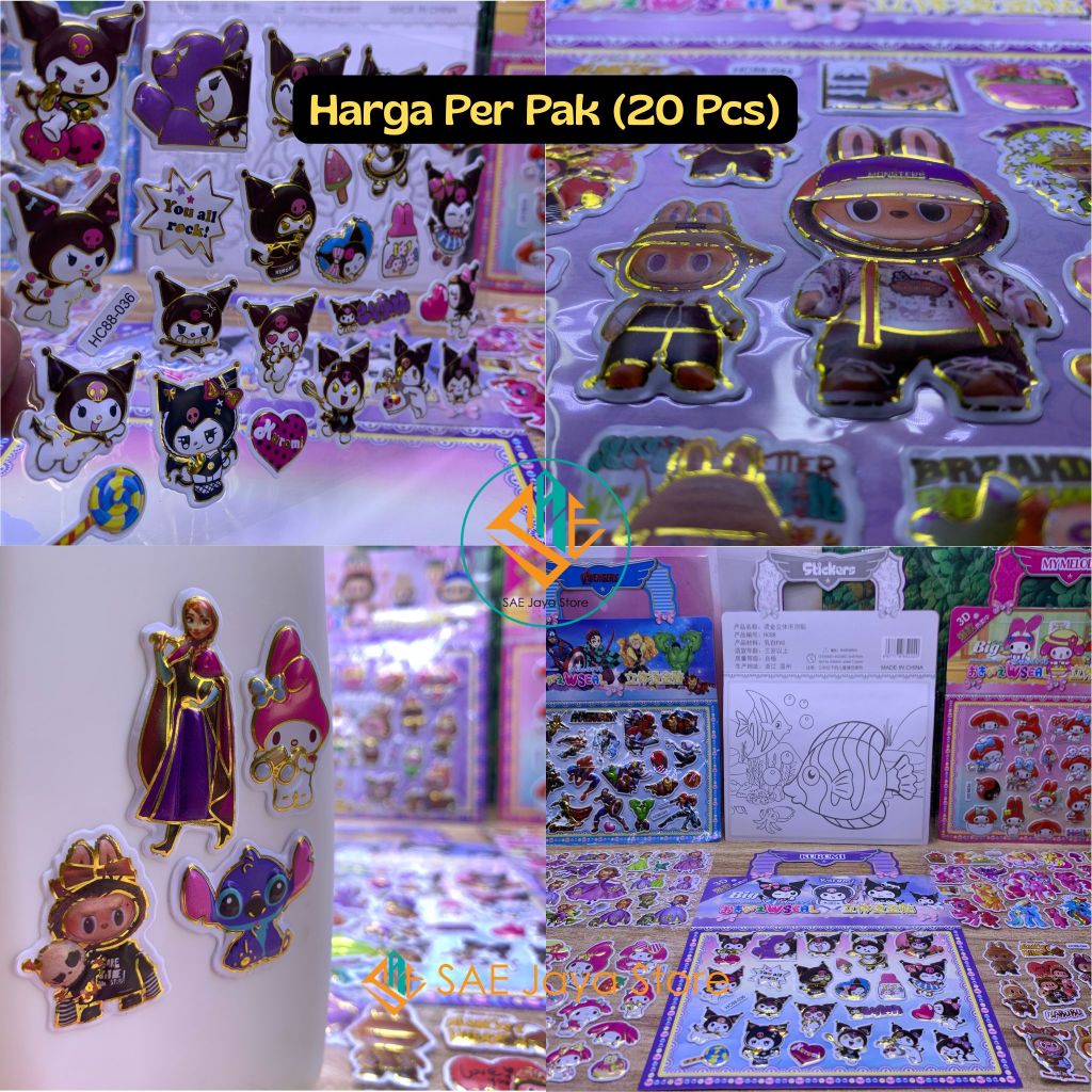 

(20 PCS) SAE-STICKER TIMBUL 3D MODEL TAS KARAKTER KARTUN ANAK / MAINAN STIKER TIMBUL ANAK MODEL TAS