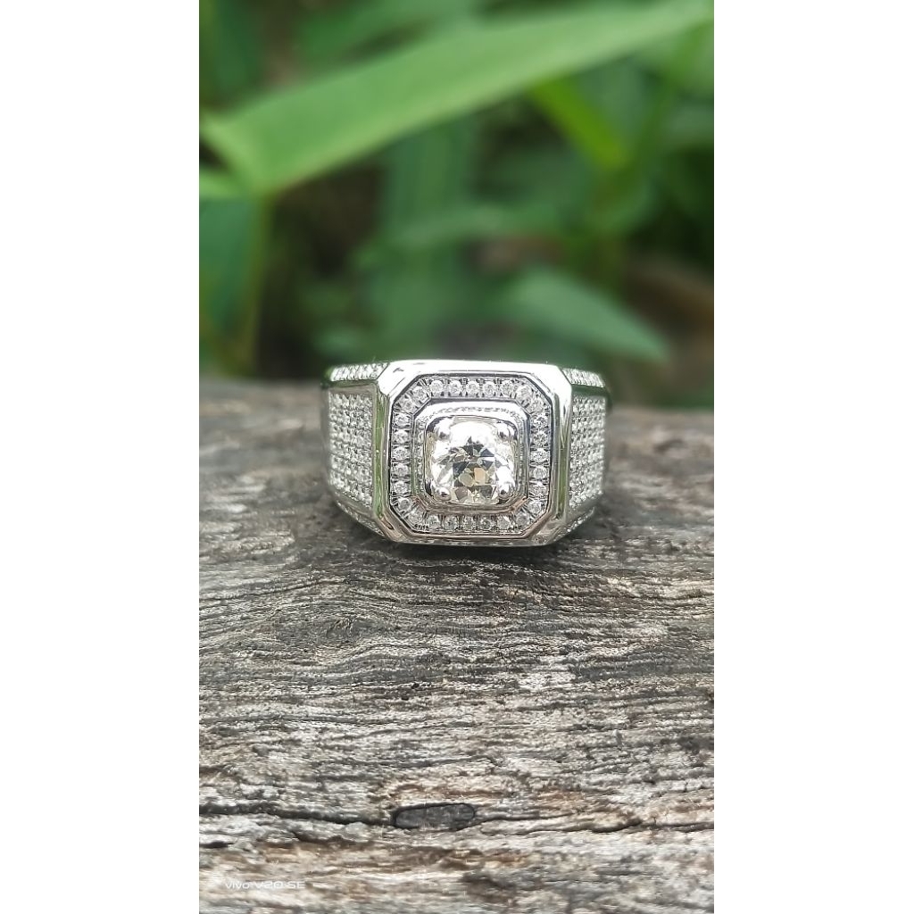 cincin pria simple elegan full berlian / cincin cowo Keren mapan