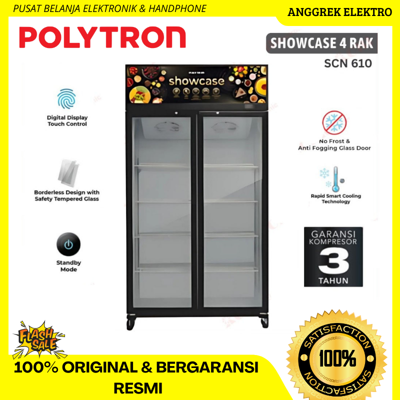 Showcase Display Cooler POLYTRON 2 PINTU 4 RAK SCN 610  Garansi Resmi