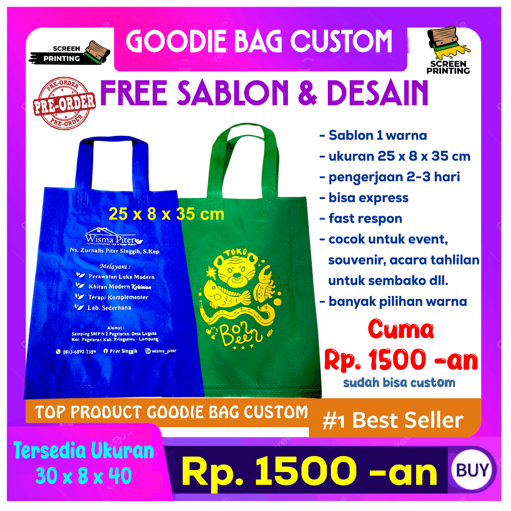 

Goodie Bag Custom Sablon Express Gak Pake Lama - Murah Meriah Hasil Mewah