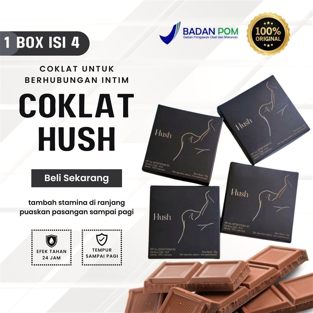 

Ready Stok HUSH Cokelat for Couple Original Camilan Cokelat Penguat Pria & Wanita 1 Box 32G Isi 4Pcs