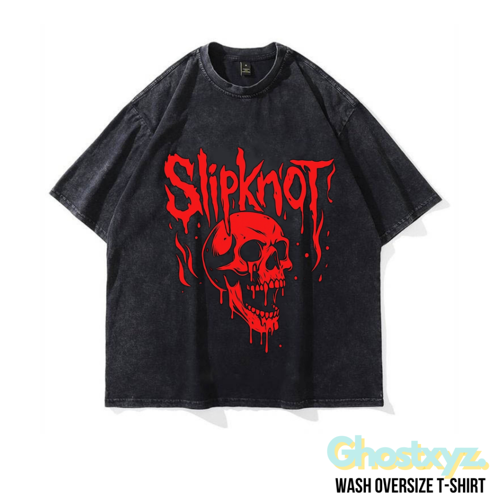 Ghostxyz T-Shirt Slipknot Wash Oversize Vintage Tee Baju Kaos