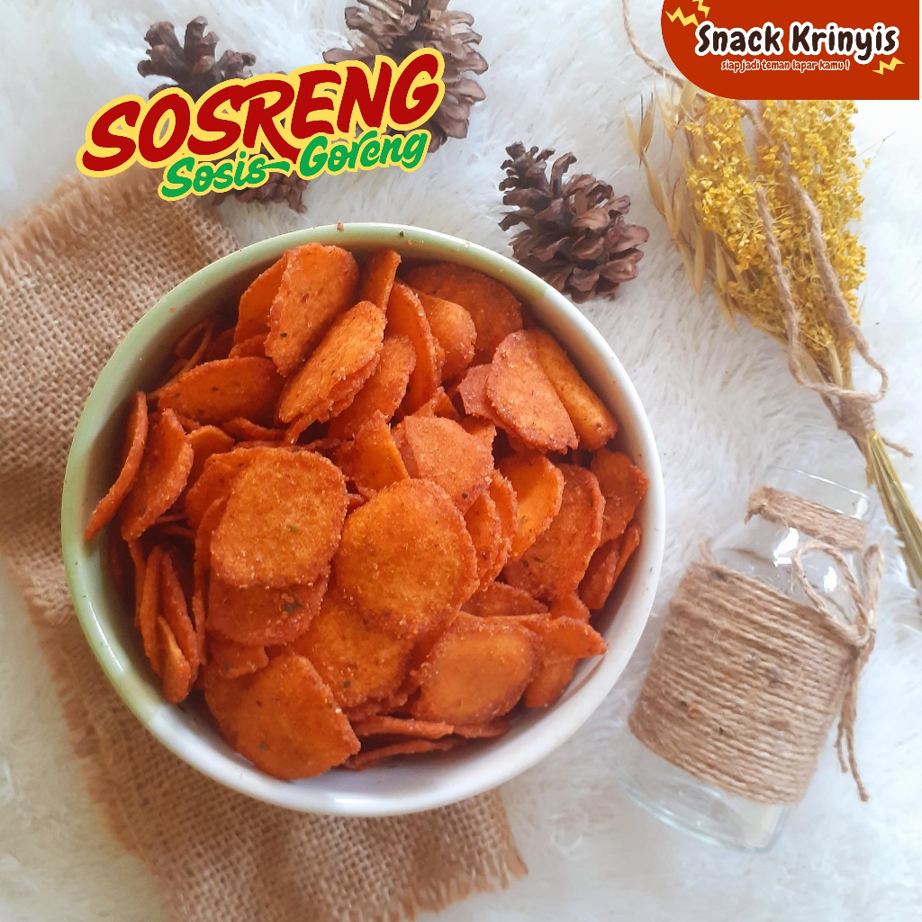 

Snack Krinyis Sosreng Ikan Sosis Goreng Cikruh Pedas Original