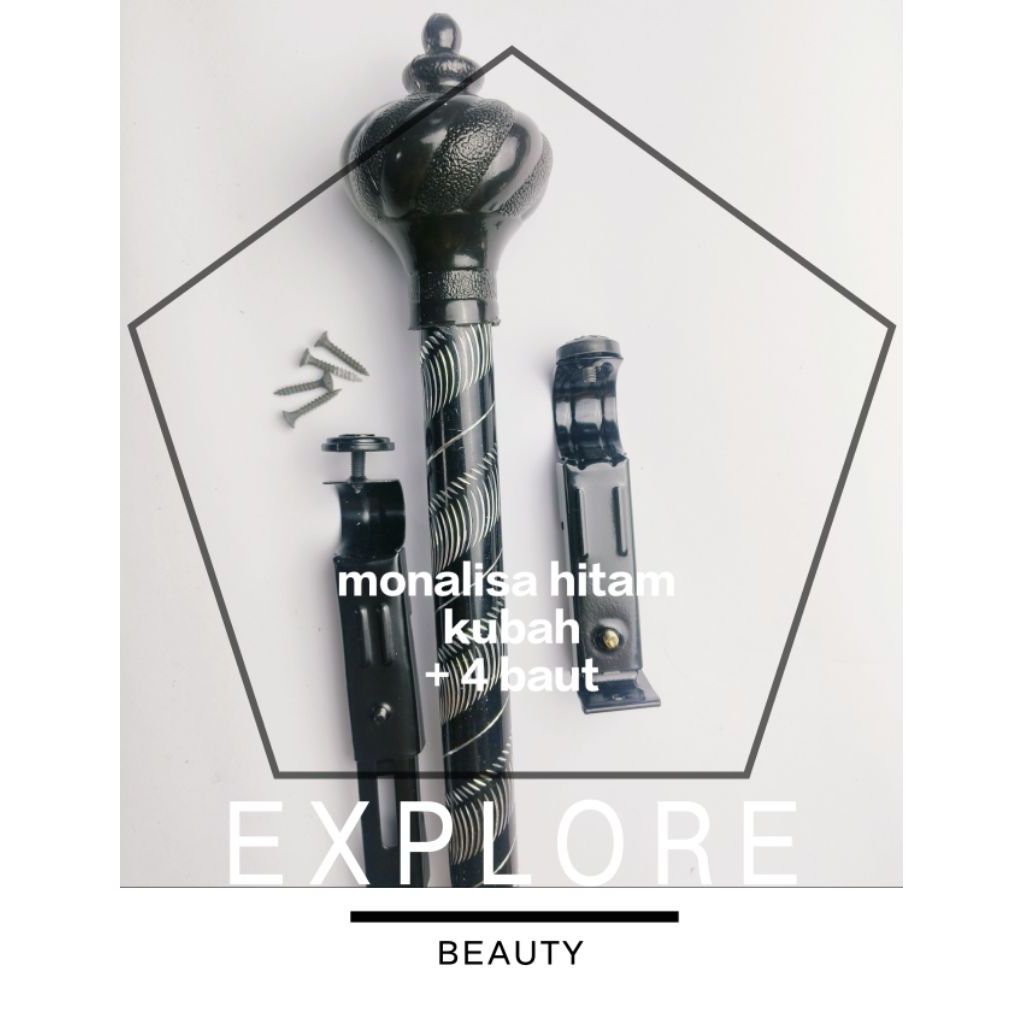 Tiang Gorden Fullset Hitam/ Putih Tiang Gorden Murah dan Mewah {+ 5ring)   Batang Gorden fullset 50/