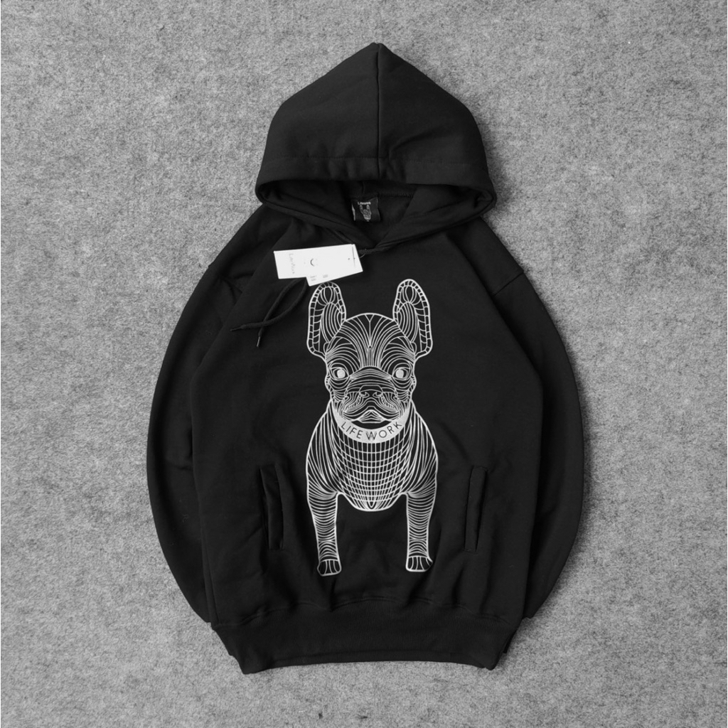 hoddie pria sweater hitam bahan cotton live work wanita crewneck original bahan kualitas terbaik