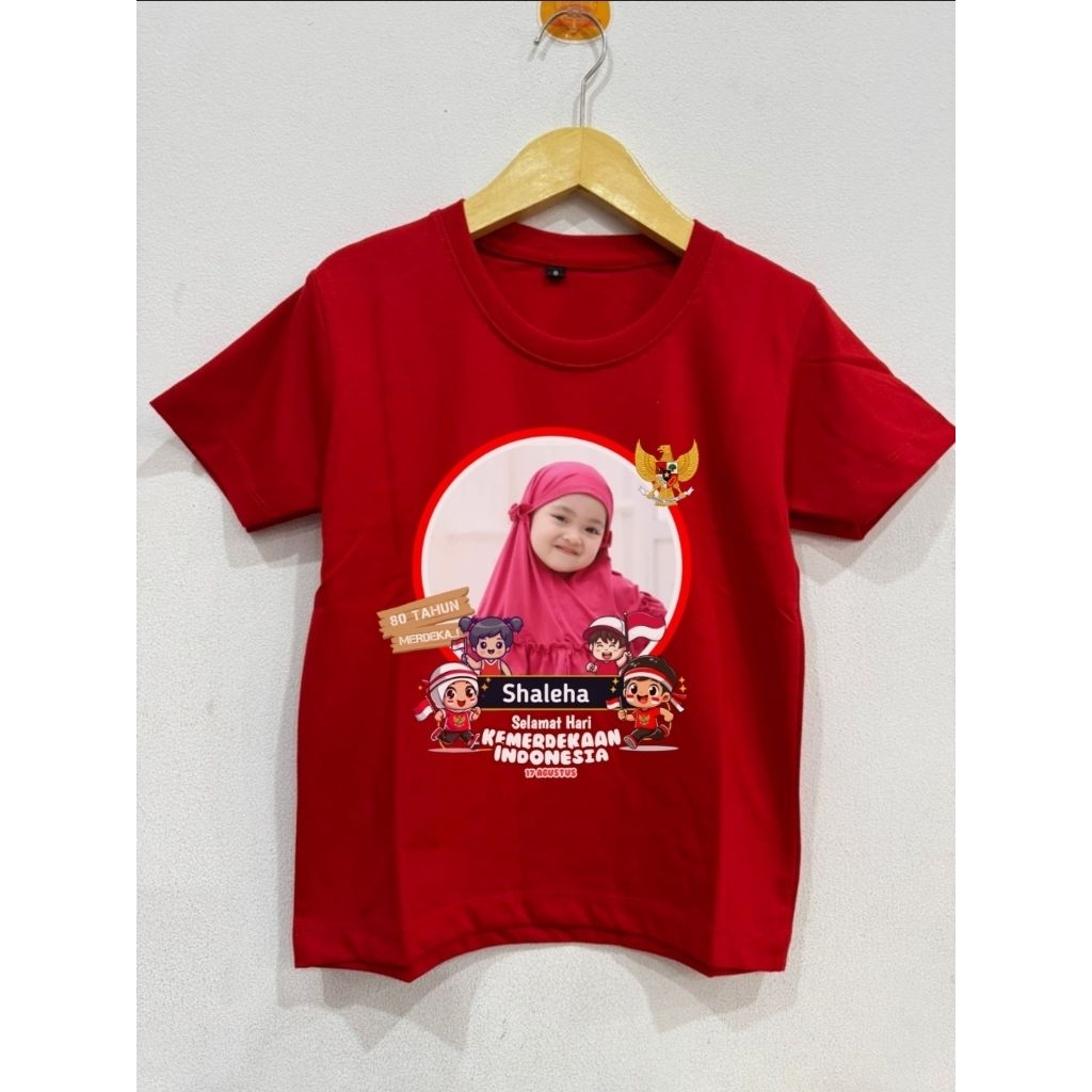 Kaos agustusan anak Custom foto dan nama