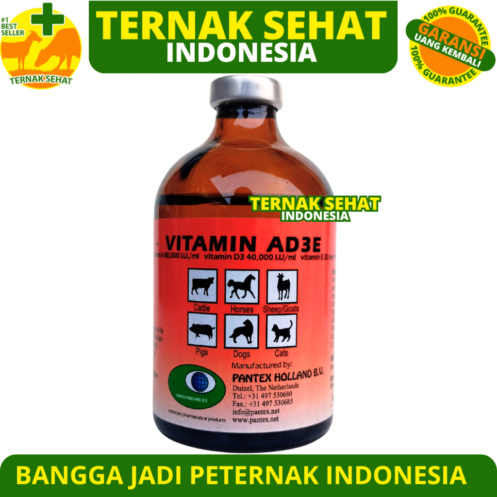 PANTEX VITAMIN AD3E 100ML - Vitamin ADE Hewan Ternak Sapi Kambing Domba Babi - Mirip Vitol Fertilife