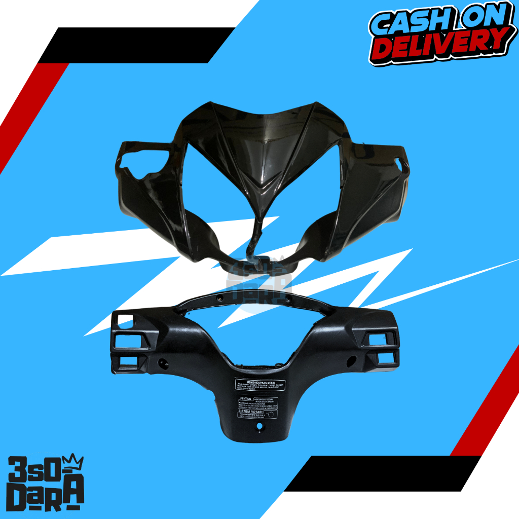 Batok Lampu Cover Kepala Supra X 125 New Batman Set Depan Belakang Warna Hitam Mirip Ori / Kepala Su