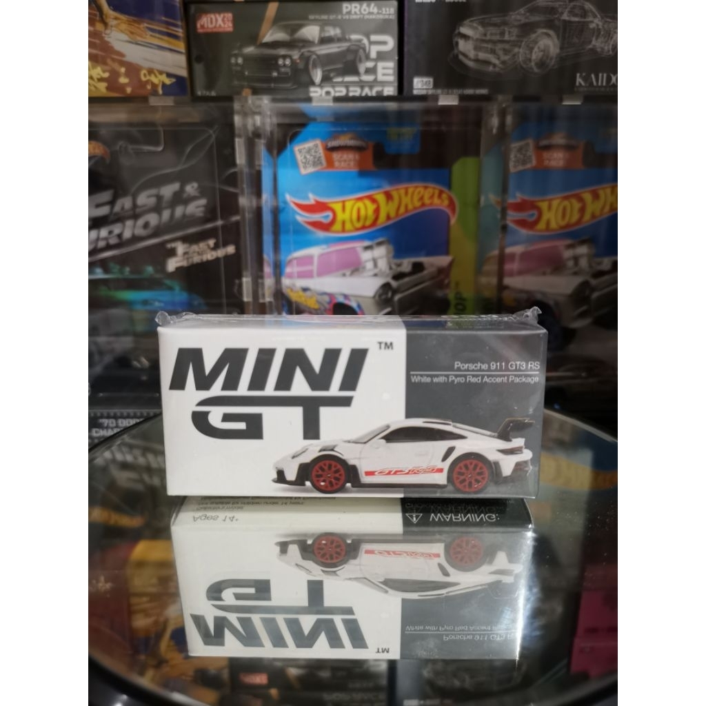 mini gt porsche 911 gt3 weissach package white pyro red