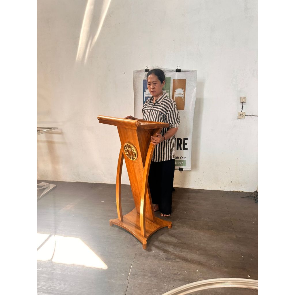 Podium Masjid, Podium Kayu Jati, Podium Masjid Minimalis, Podium Masjid Minimalis Kayu Jati, Mimbar 