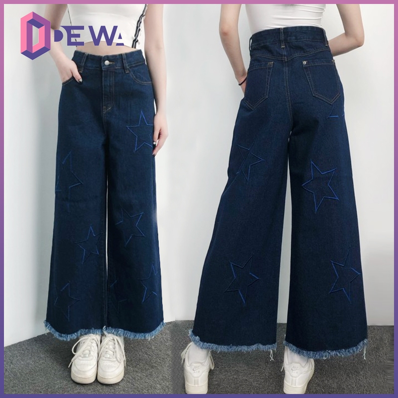 DEWA-KIOK Celana Jeans Pink Bintang Wanita Style Korean Bordir Premium Baggy Jeans Terbaru COD