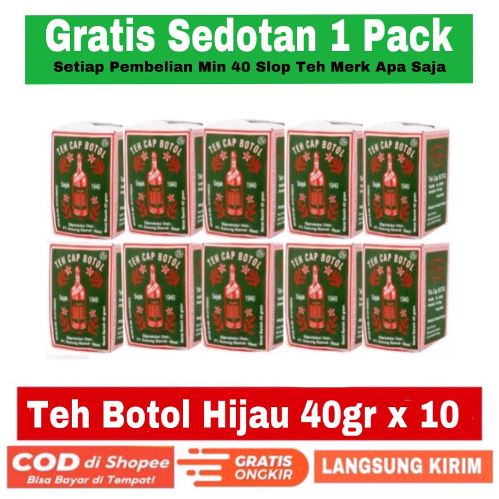 

Teh Botol Hijau 40gr isi 10 Bungkus Teh tubruk cap botol