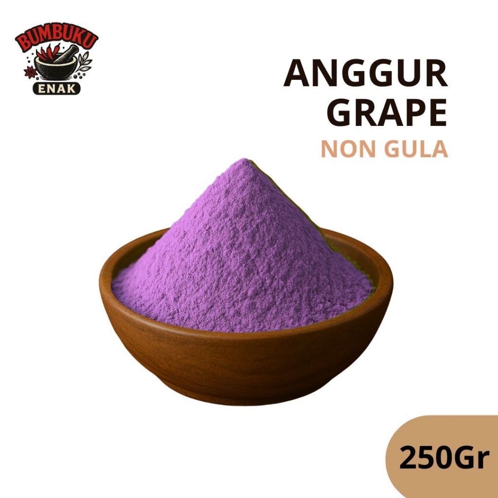 

Bumbu Tabur Bubuk Minuman Rasa Grape Non Gula 250gr – Sensasi Rasa Buah Segar Tanpa Gula, Topping Kekinian Viral!