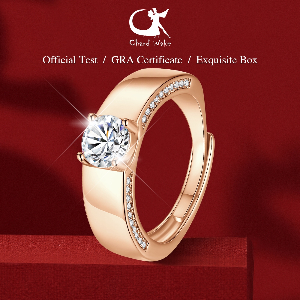 Chard Wake Cincin Pria Berlian Titanium Original 1 Karat Perhiasan Tunangan Cincin Cowok Free Size C