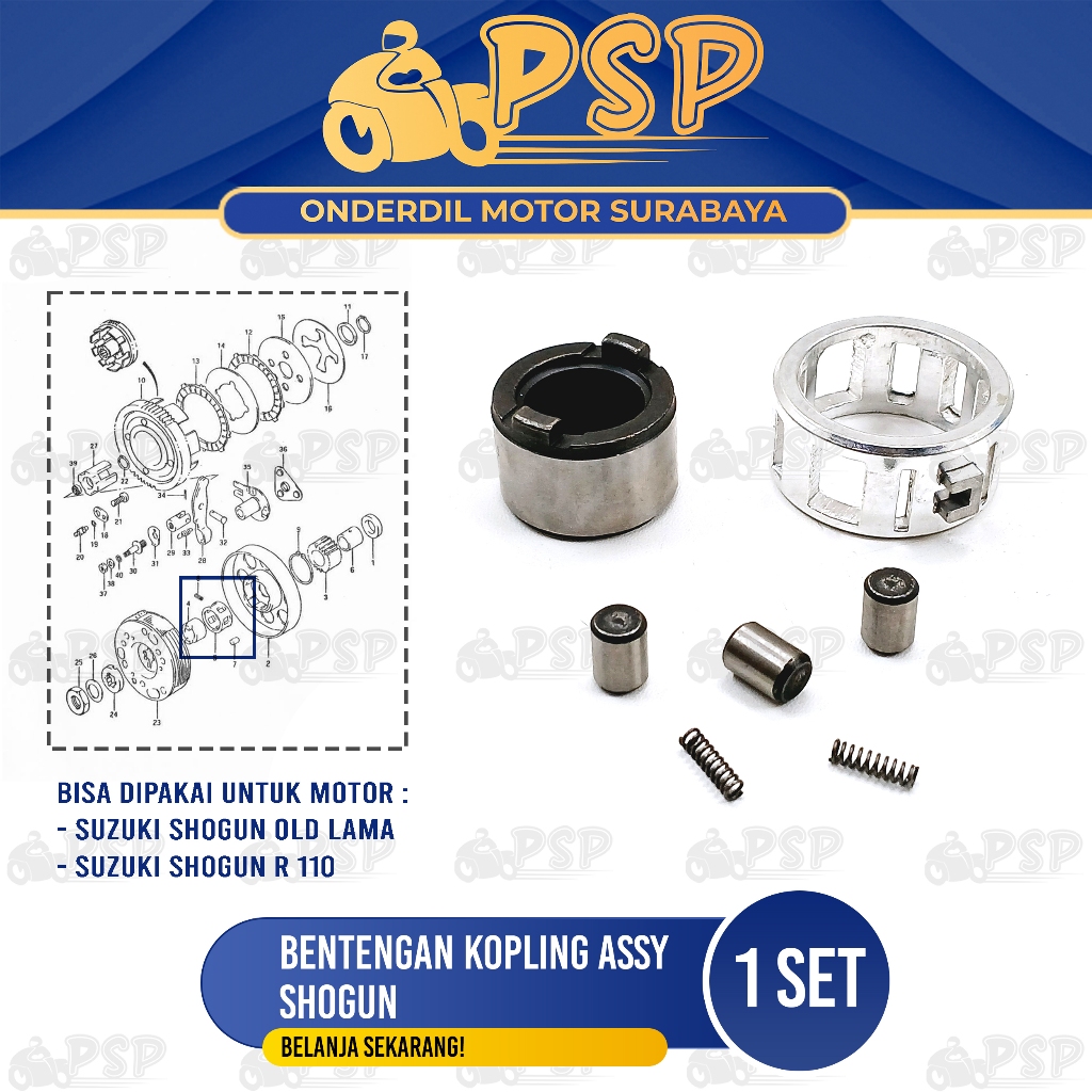 Bentengan Kopling Ganda Assy Shogun - Cage Bosh Clutch Peloran Rumah Ganda Suzuki Shogun R 110