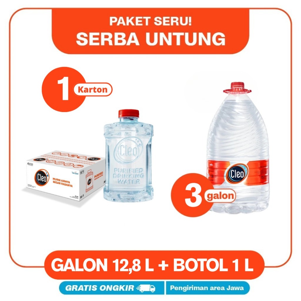 

Cleo Air Murni Botol 1L 1 Karton + 3 Galon 12.8 LT
