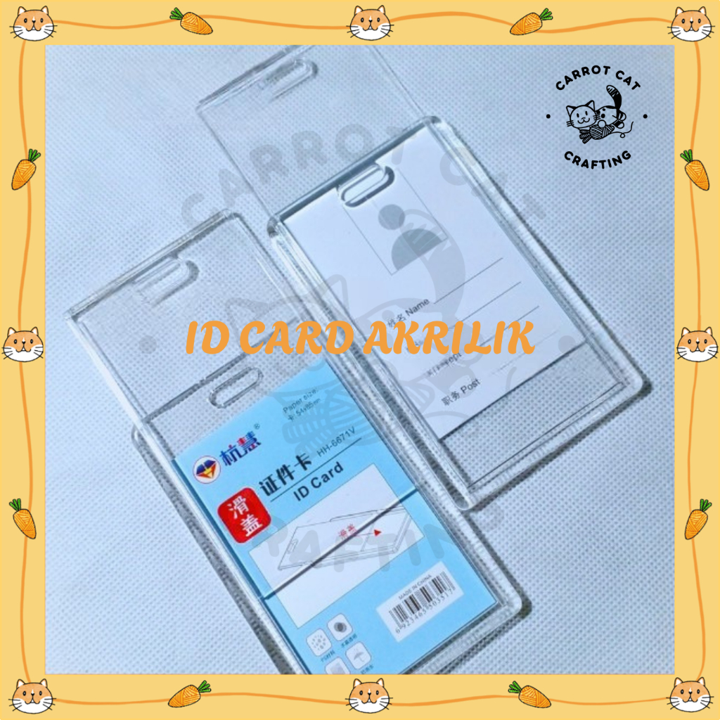 

ID Card Sleding Transparan 2 sisi Akrilik / Holder ID Card Sleding / Putih Bening