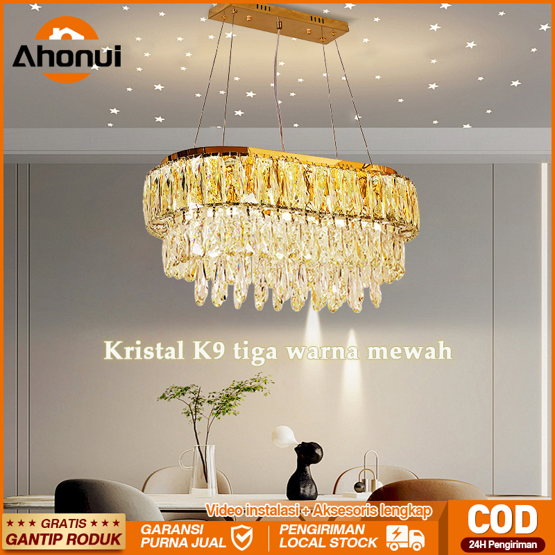 75cm Lampu Gantung KristalChandelier Gold/ Lampu Gantung Kristal/Aesthetic Lampu Gantung/ lampu hias