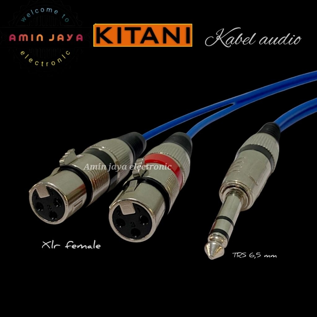 Kabel jack akai stereo to dual xlr female/jack akai TRS 6,5 mm to dual xlr female
