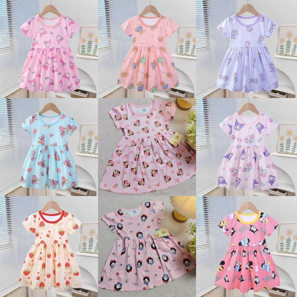 DRESS ANAK ORGANIK USIA 1-6TAHUN Daster anak Jijibear baju ditidur anak perempuan motif karakter san