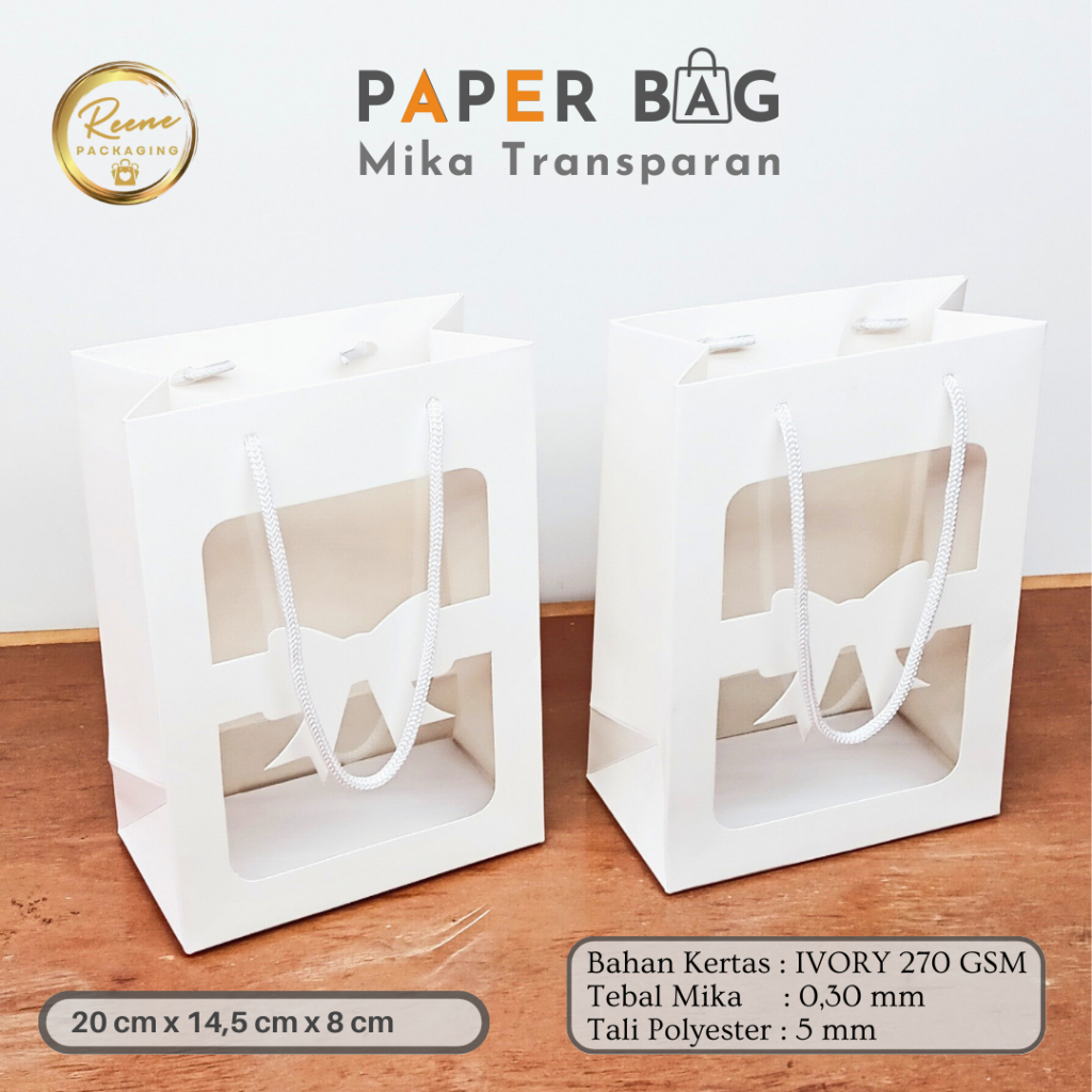 

Paper Bag Mika Transparant Putih | Tas Belanja | Tas Souvenir | Goodie Bag | Tas Hampers