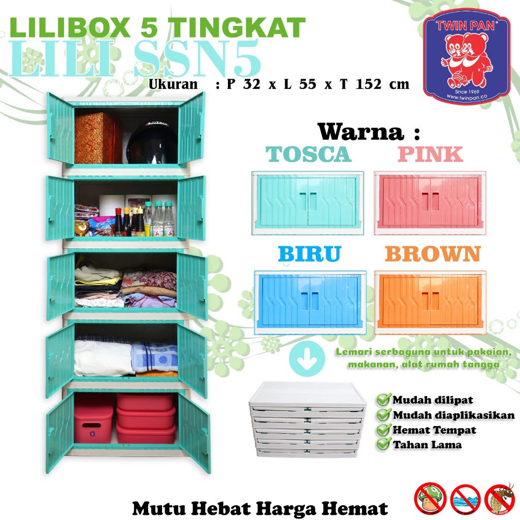 LILIBOX TWIN PAN / LACI LEMARI MINIMALIST / LACI LEMARI FOLDABLE / KONTAINER LIPAT / KONTANER RAK SU