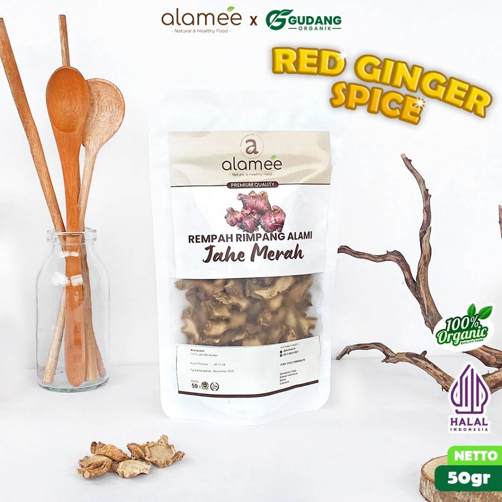 

ALAMEE rimpang jahe merah 50 gram rempah alami pedas berkhasiat kesehatan dengan aroma segar herbal