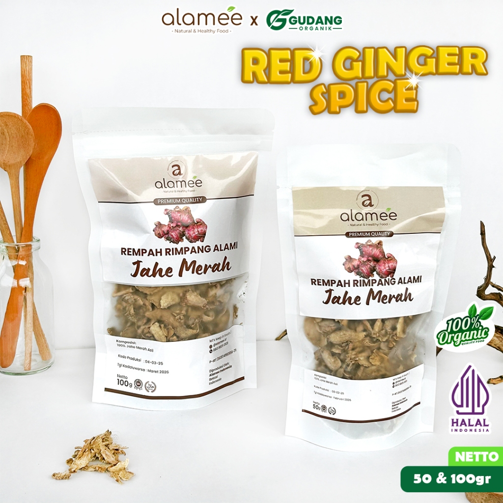 

ALAMEE rimpang jahe merah rempah alami pedas berkhasiat kesehatan aroma segar dan bumbu dapur herbal