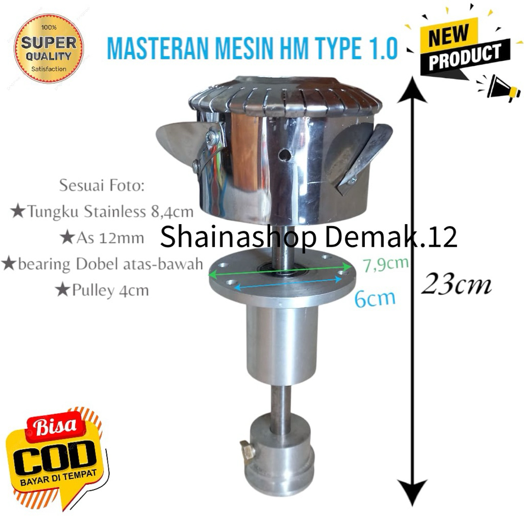 Masteran mesin harumanis type 1.0 lengkap bearing double As 12 mm pulley dan tungku stainless 8.4cm
