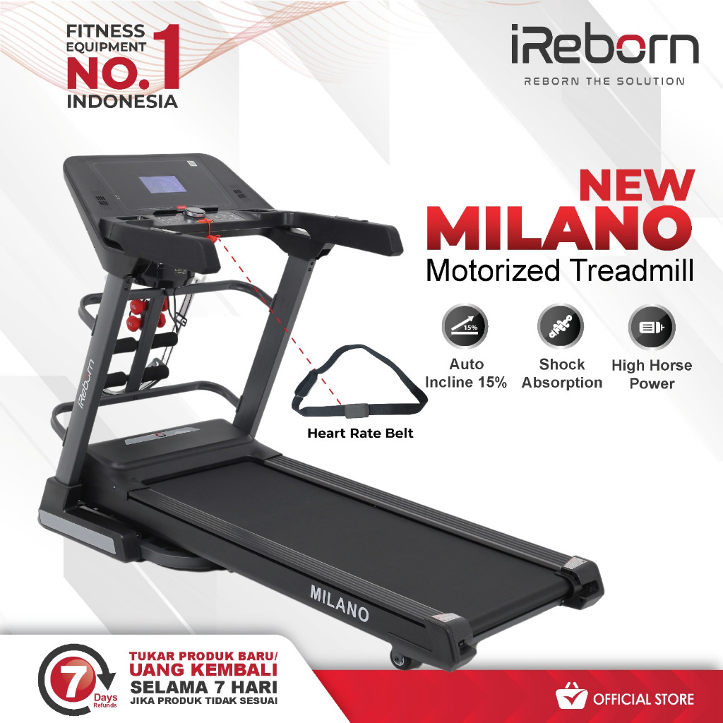 Alat Fitness Treadmill Elektrik iReborn Milano (SURABAYA)