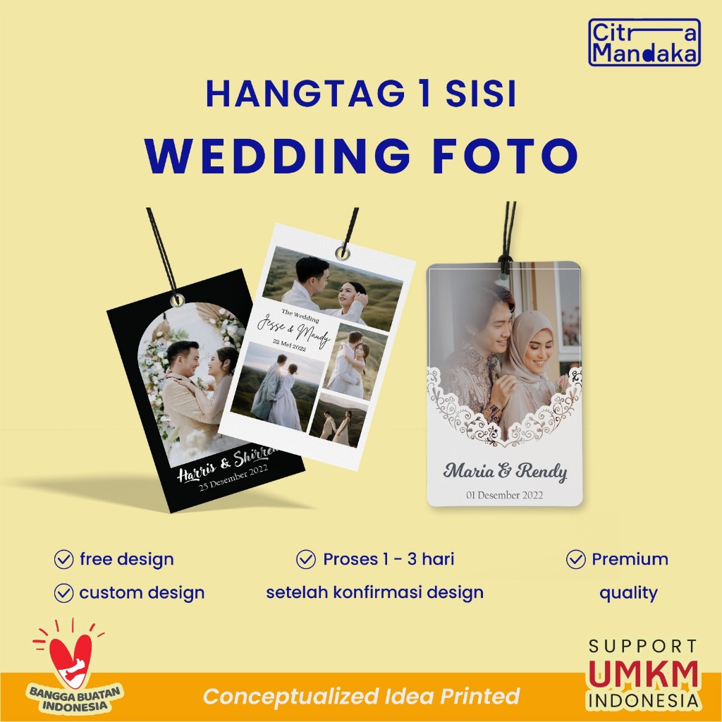 

Hang Tag Souvenir Pernikahan Custom 1 Sisi | Cetak Kartu Ucapan TerimaKasih | Free Design
