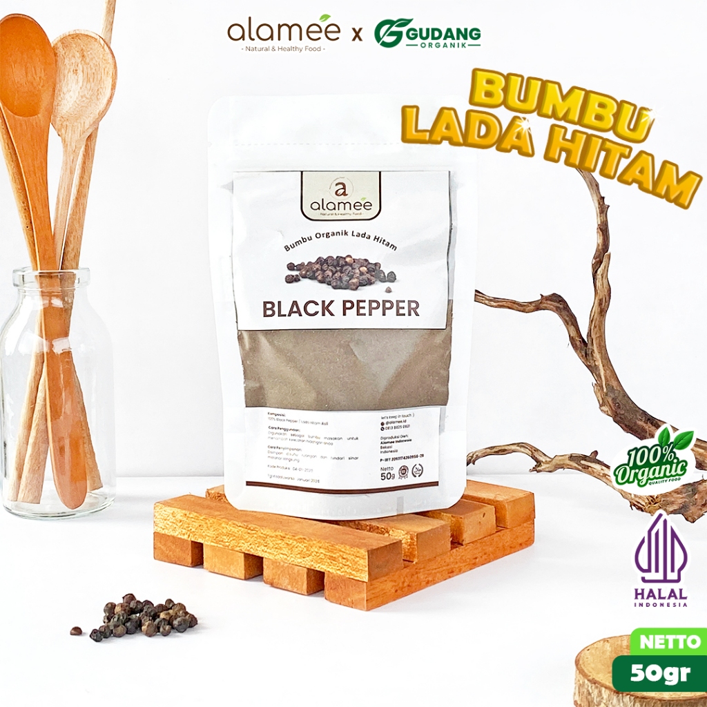 

alamee bumbu organik lada hitam 50 gram pilihan dari petani lokal memberikan aroma dan rasa pedas