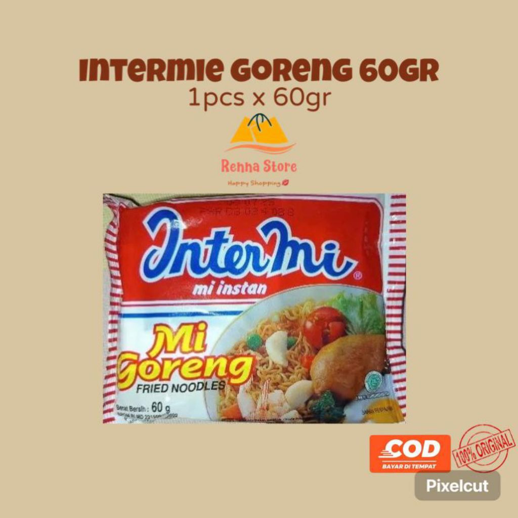 

1pcs Intermie Goreng, Ekomie Goreng, Intermie Pedas, Sakura Mie Kuah Kaldu Ayam Mie Goreng 60gr Food Noodles Instan