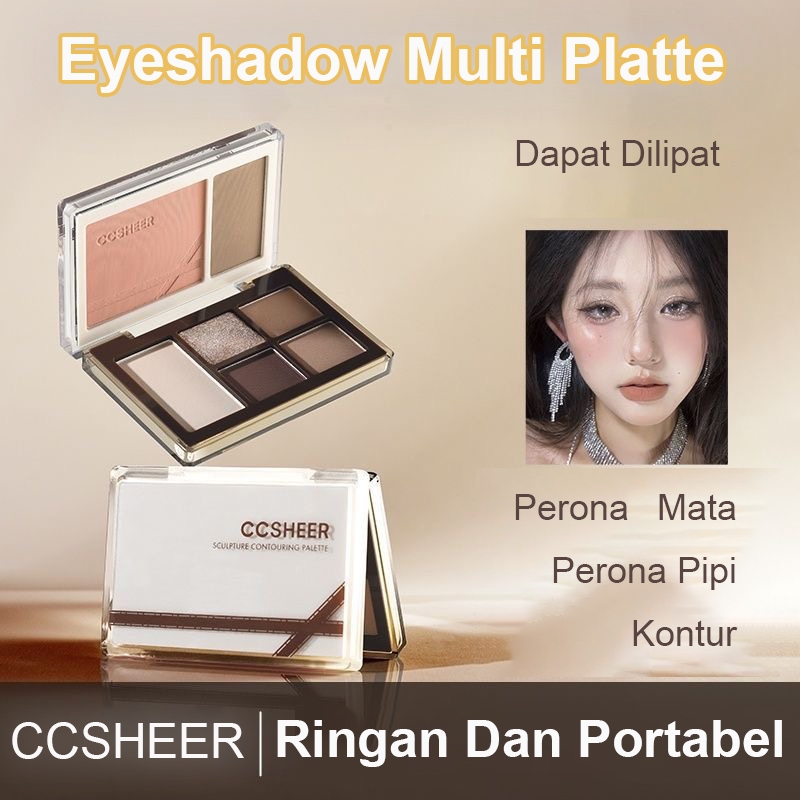 CCSHEER Pocket Palette 7 Warna: Rias Wajah 4-in-1 Super Travel Friendly(Eyeshadow / Perona Pipi / Ko