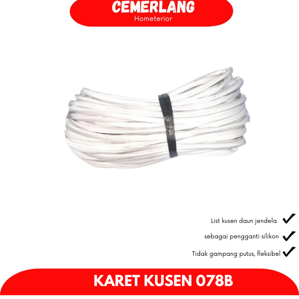 KARET LIST ALUMINIUM 078B/C BESAR /KARET KACA MATI