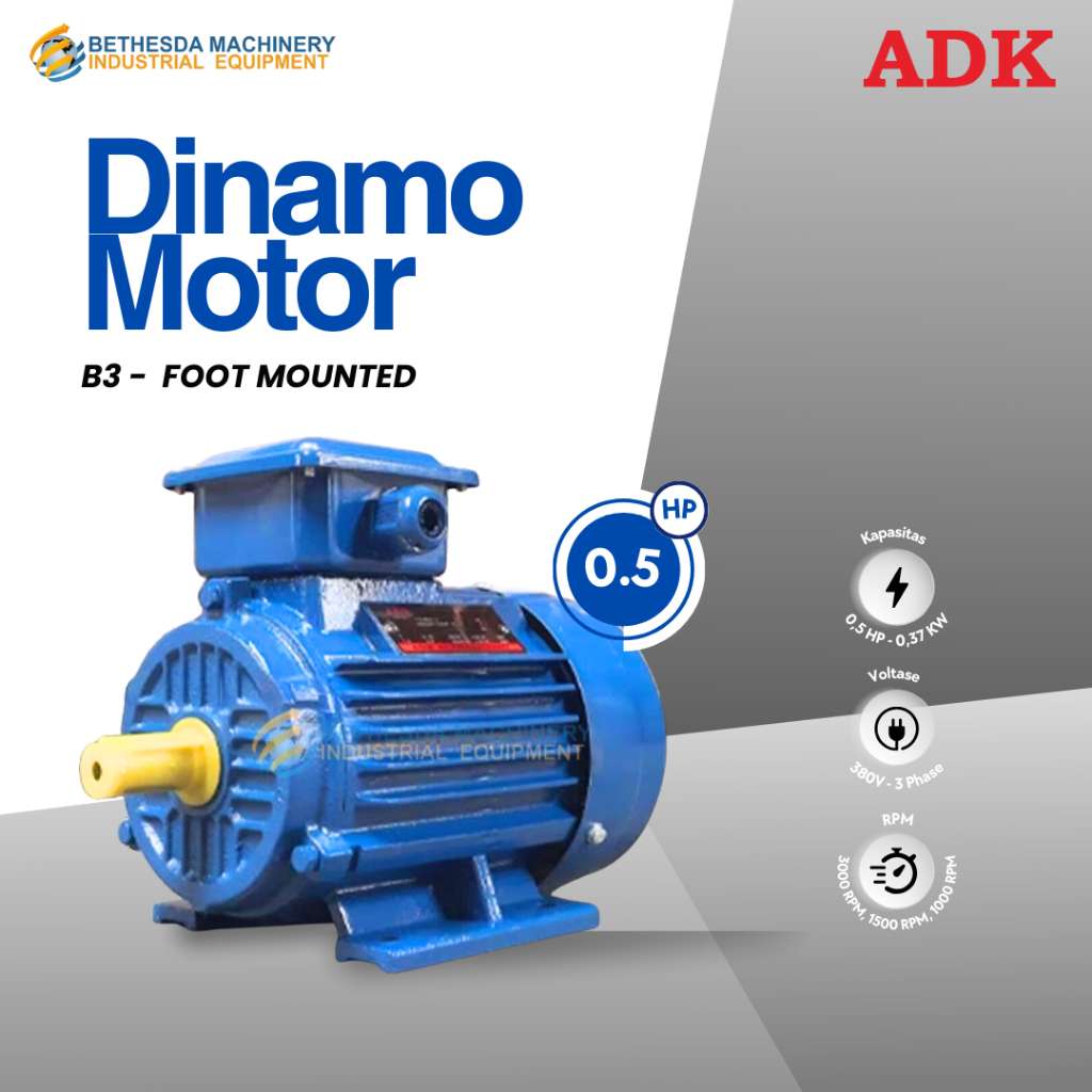 Dinamo Penggerak 1/2 HP 6 Pole 1000 RPM Elektro motor 0.5hp