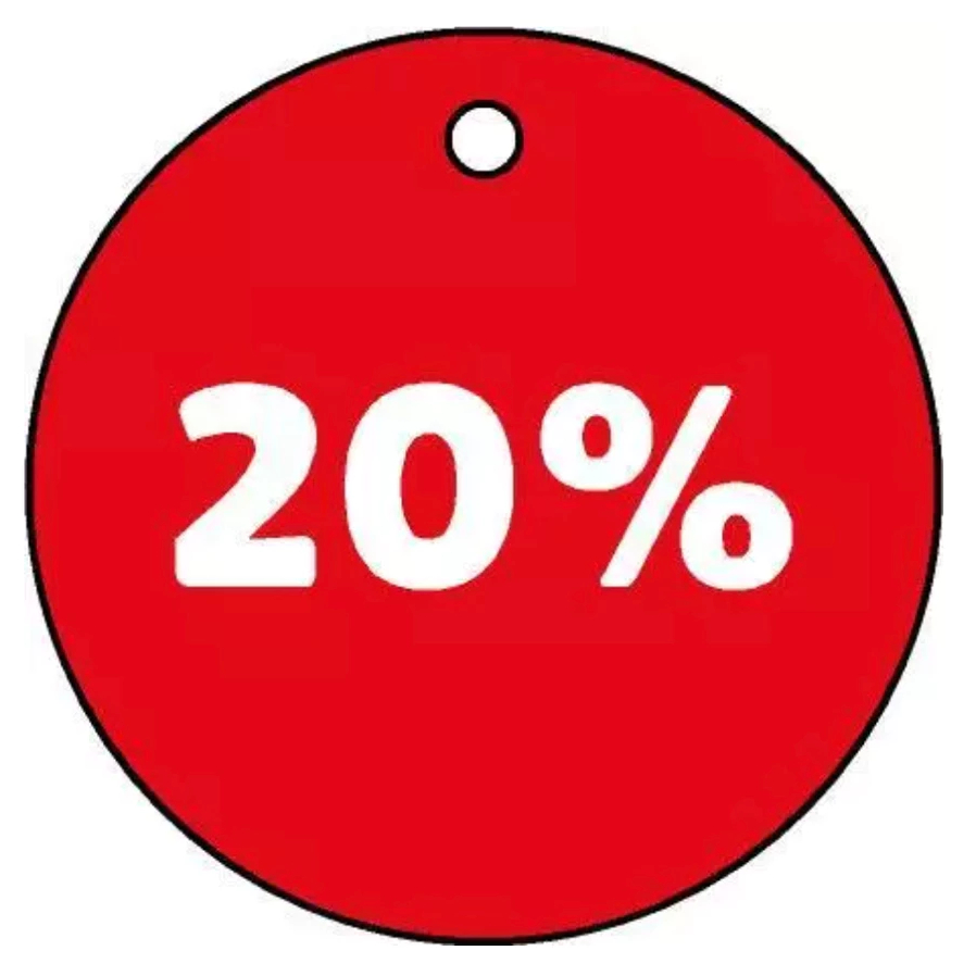 

HANG TAG LABEL DISKON 20 PERSEN SALE BAJU MURAH BULAT UKURAN 3,8 CM GANTUNGAN WLBEE