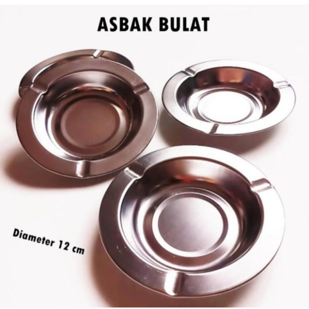 Asbak Rokok/Asbak Kaleng Stainless Bulat Kotak