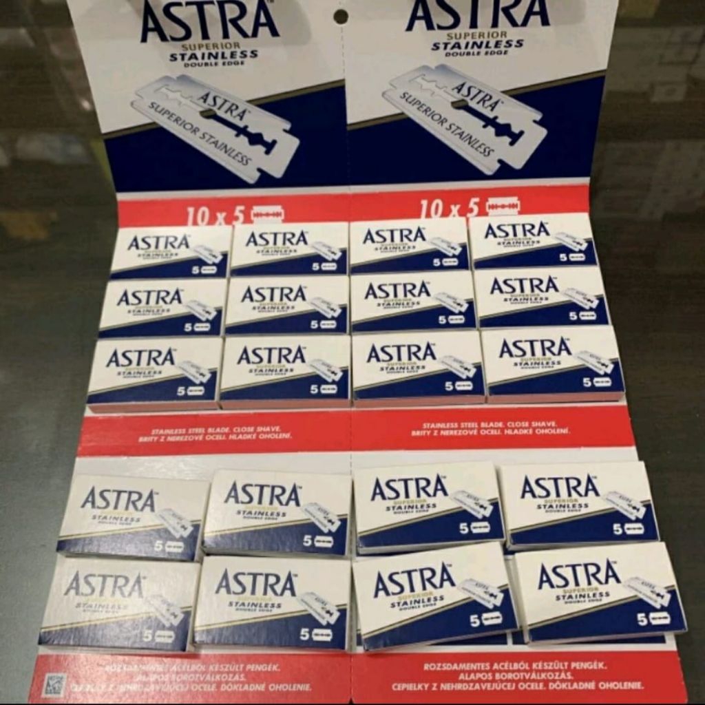 Pisau Silet Astra Superior Stainless Original/Silet Pisau Cukur Kumis Jenggot Rambut 1 kotak 5 pcs C