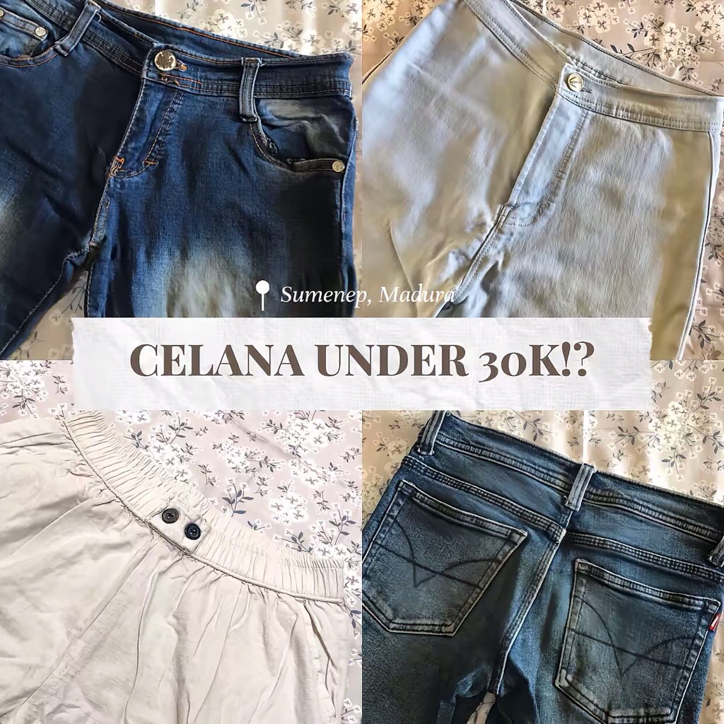 [BISA COD] PRELOVE CELANA JEANS, KAIN, LINEN, KULOT HIGHWAIST