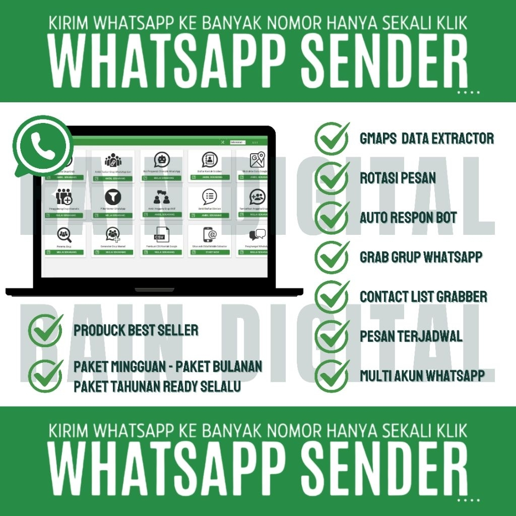 SOFTWARE BROADCAST PESAN WA SENDER PRO VERSI TERBARU WA BULK SENDER WA BLASTER 2024 BOTMASTER