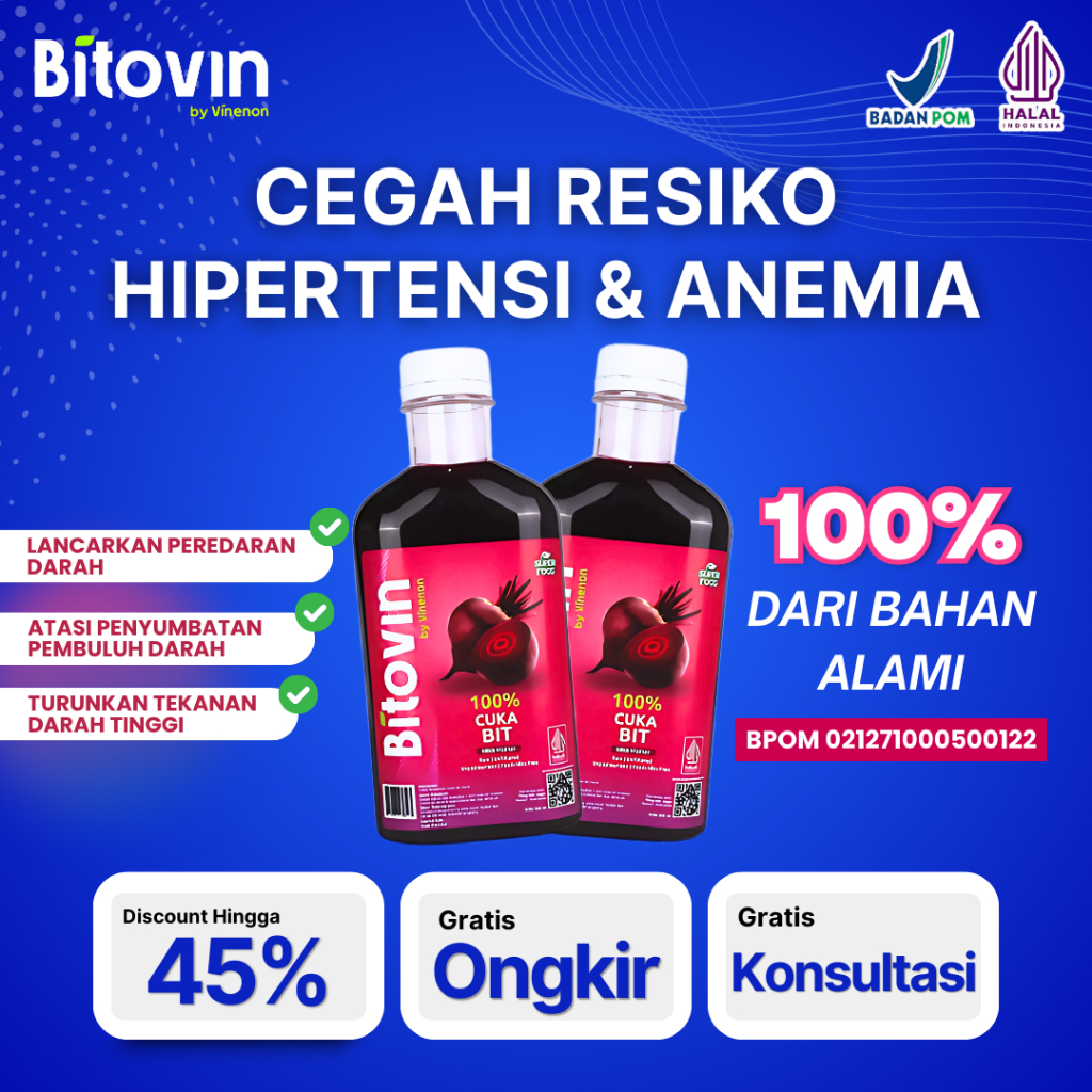 

BITOVIN Cuka Buah Bit - Minuman Kesehatan Jantung - Bantu Turunkan Tekanan Darah & Atasi Hipertensi
