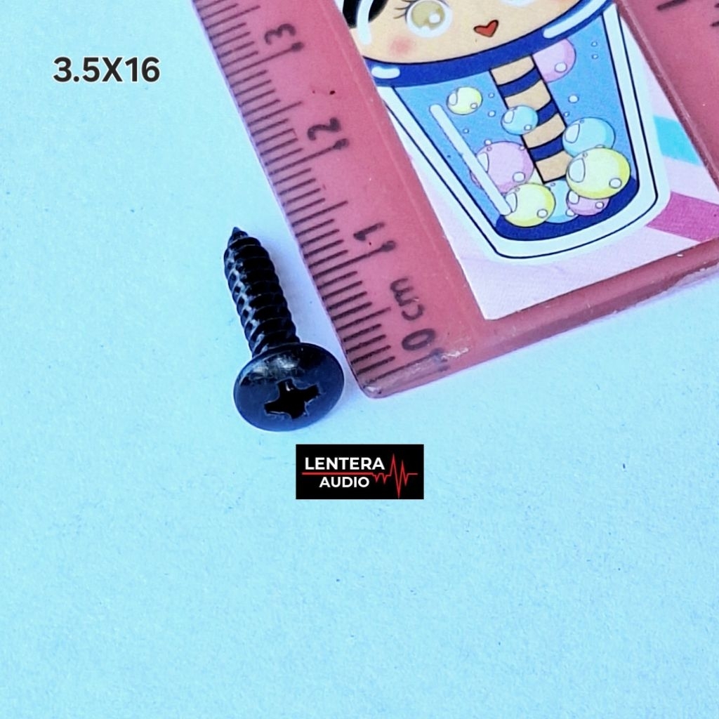 100 Biji Baut Tapping m3,5 Skrup Hitam Baut Speaker Payung Hitam
